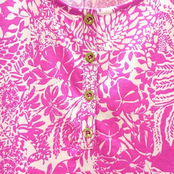 Lilly Pulitzer Lela Henley Tank Dress Large Wild Fuchsia Swipe Right Sleeveless - Picture 5 of 8